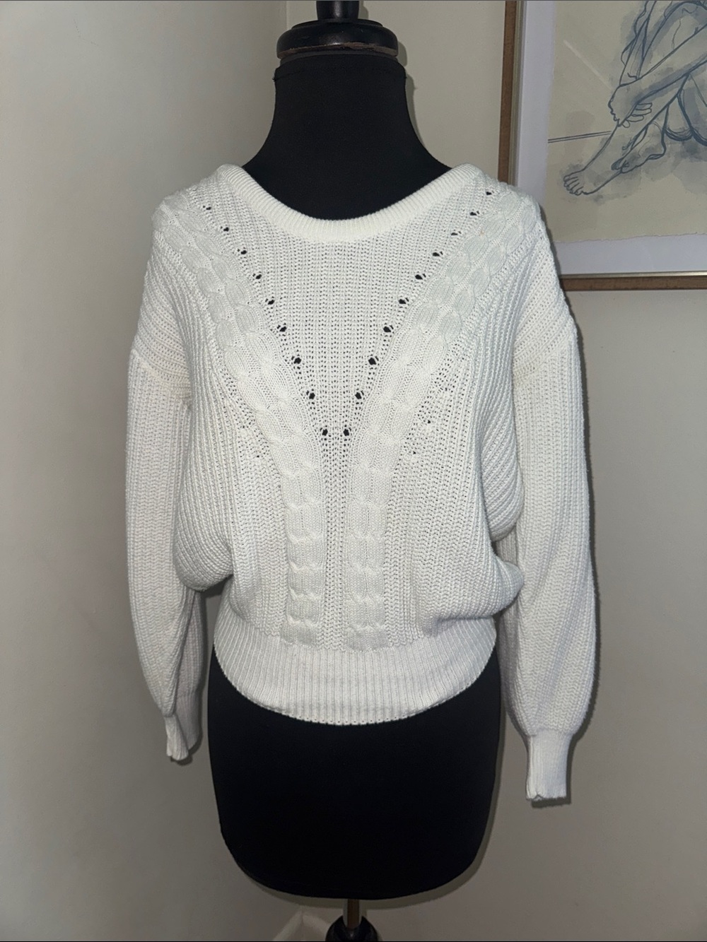 Tiara by Wilson VINTAGE White cable knit pullover sweater-Size Small